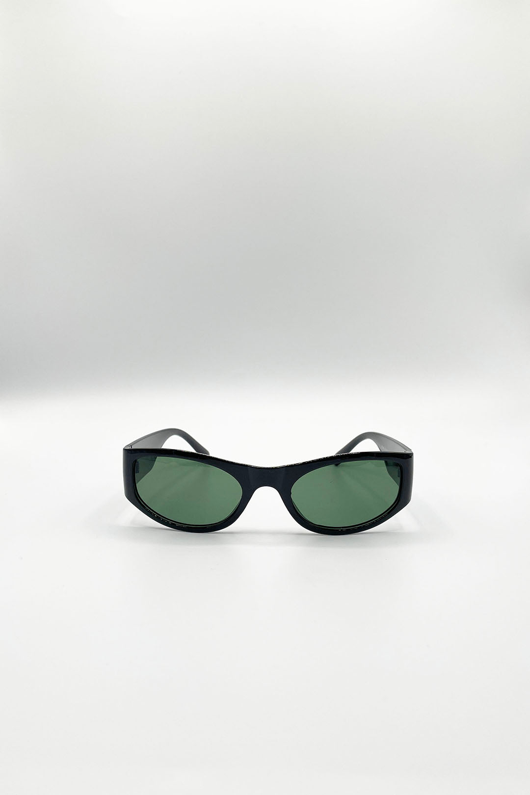 Black SVNX Black Racer Wrap Around Sunglasses In Black, Image 2 of 5
