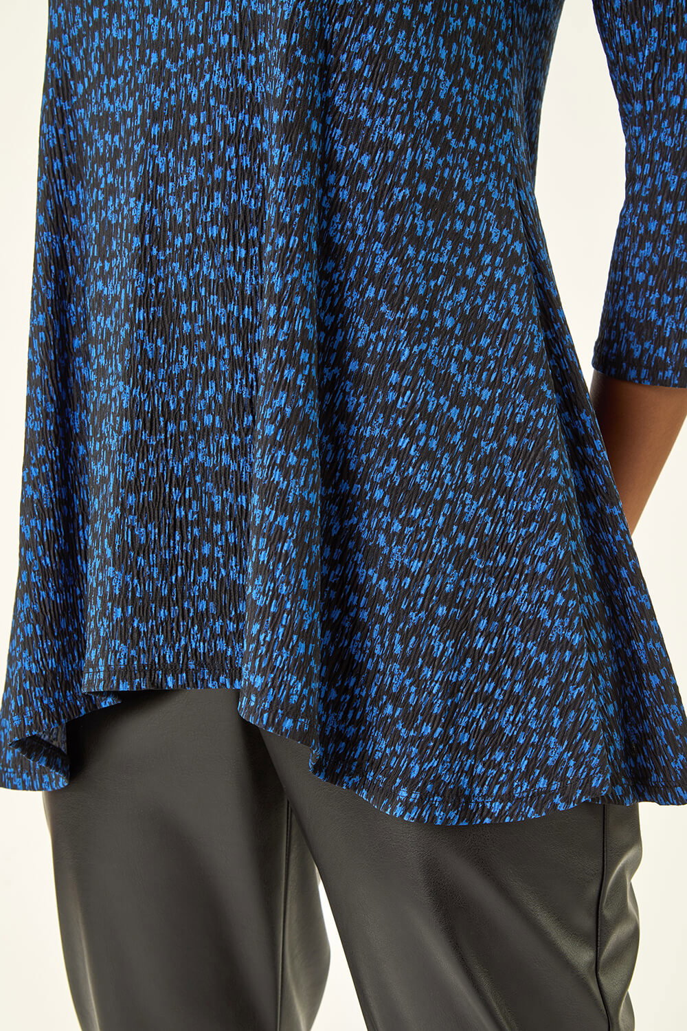 Blue Spot Print Tunic Stretch Top, Image 6 of 5