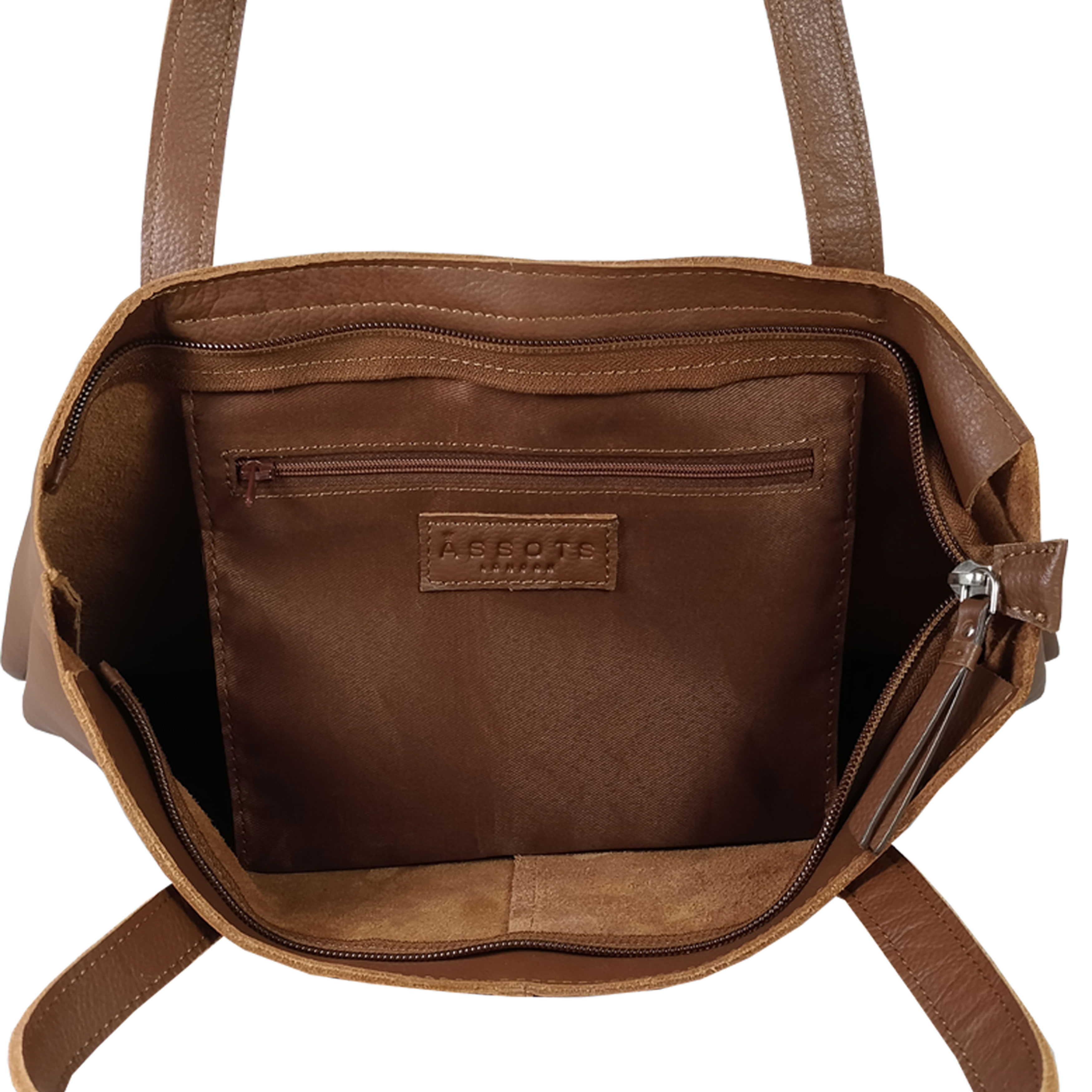 Tan 'SIENNA' Embossed Croc + Pebble Grain Unlined Leather Tote Bag, Image 3 of 5