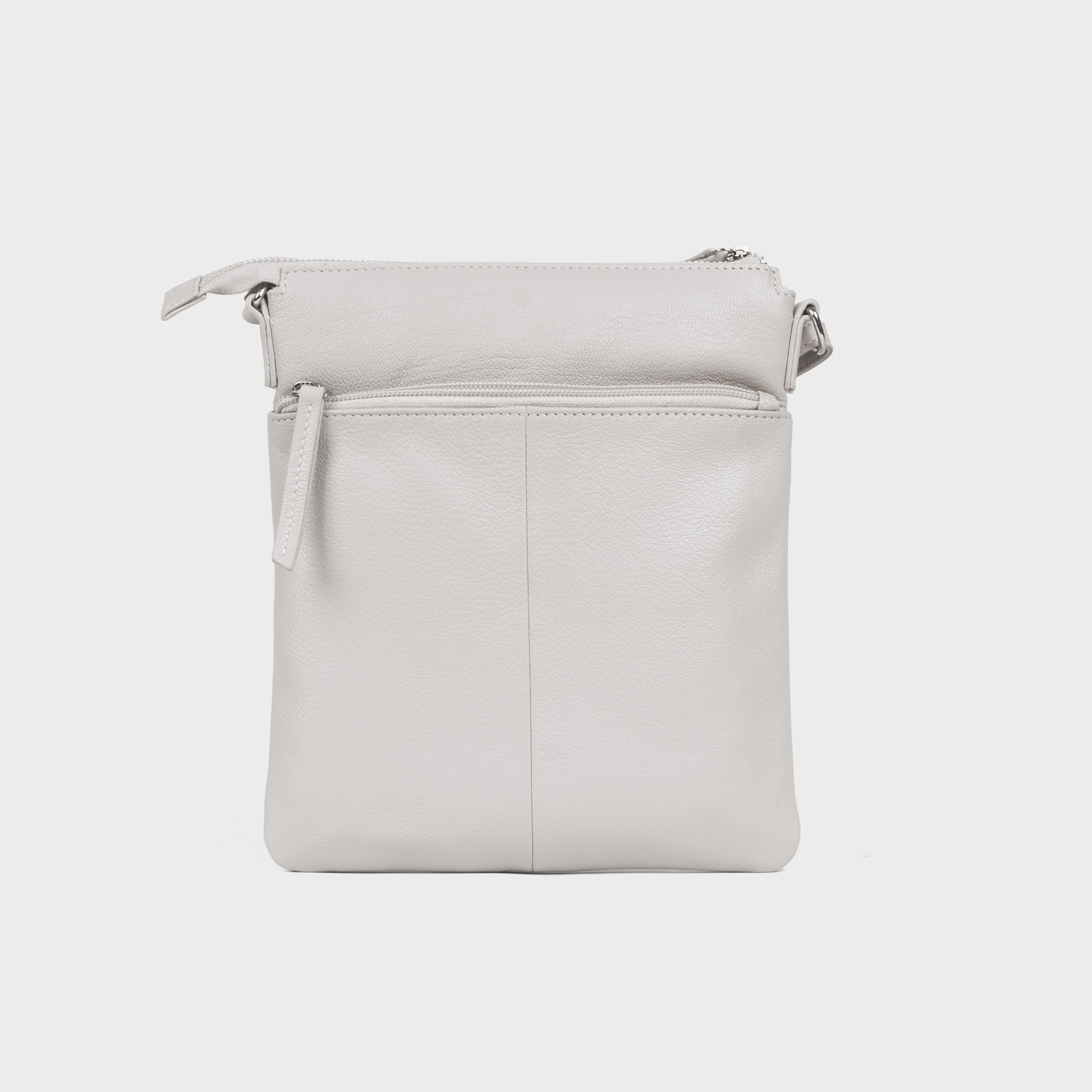Light Grey 'AMBA' Soft Nappa Full Grain Real Leather Crossbody Bag, Image 4 of 5