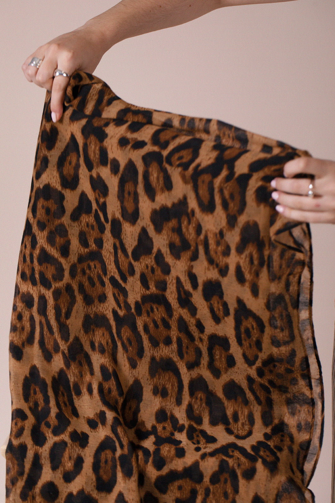 Brown Leopard Print Scarf, Image 4 of 5