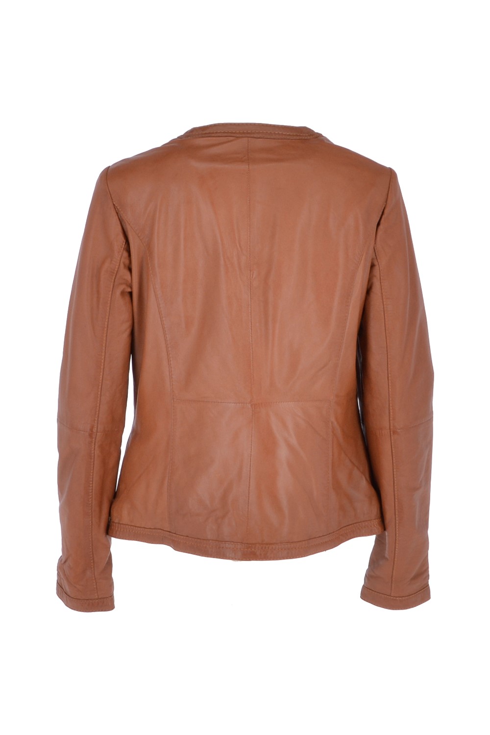 Tan Ashwood Leather Tan 'Liona' Collarless Leather Jacket, Image 4 of 5