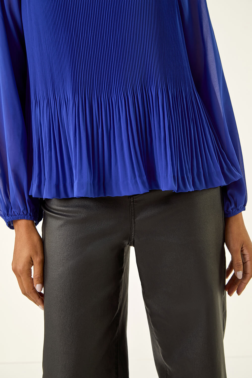 Blue Embellished Pleated Top, Image 6 of 5