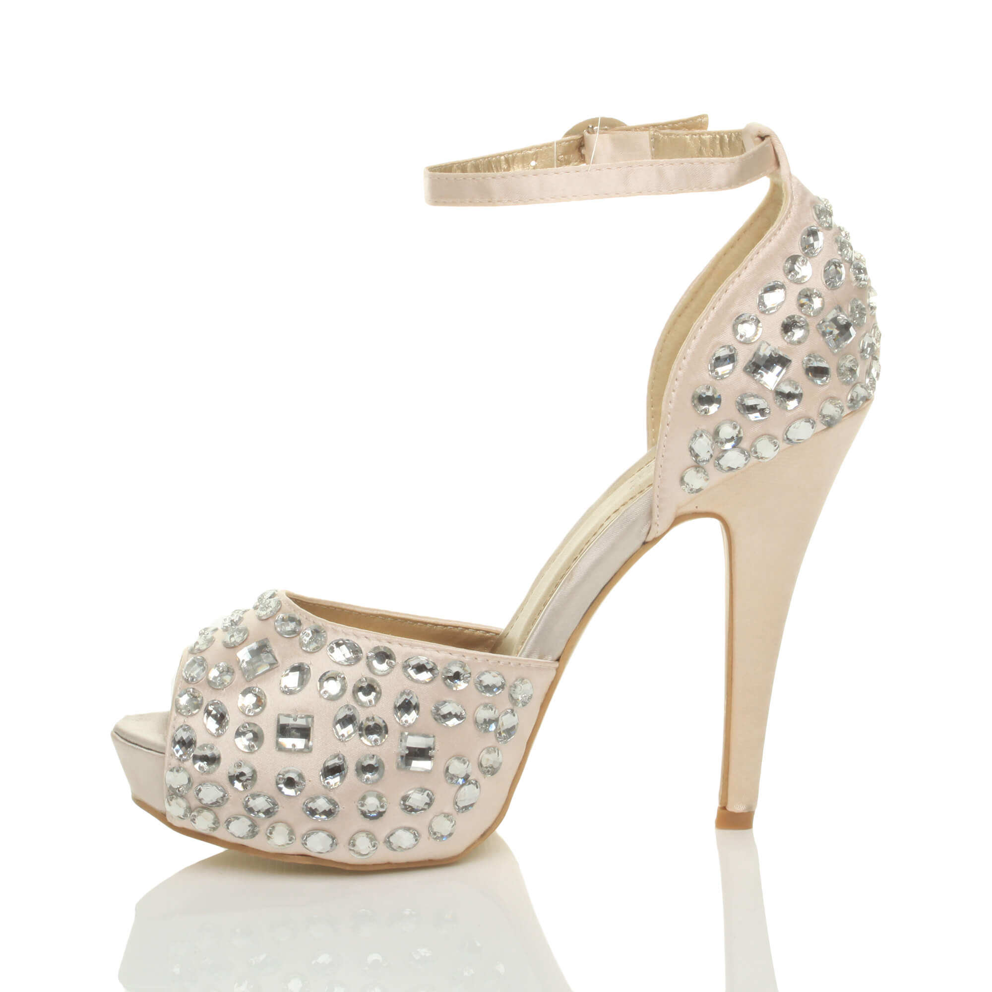 High Heel Gem Ankle Strap Peep Toe 2 Part Heels, Image 3 of 5