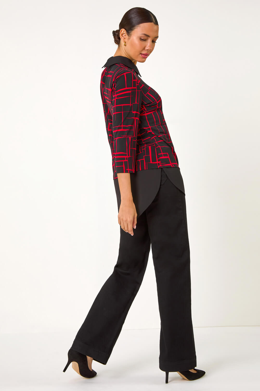 Red Geometric Print 2 in 1 Top, Image 4 of 5
