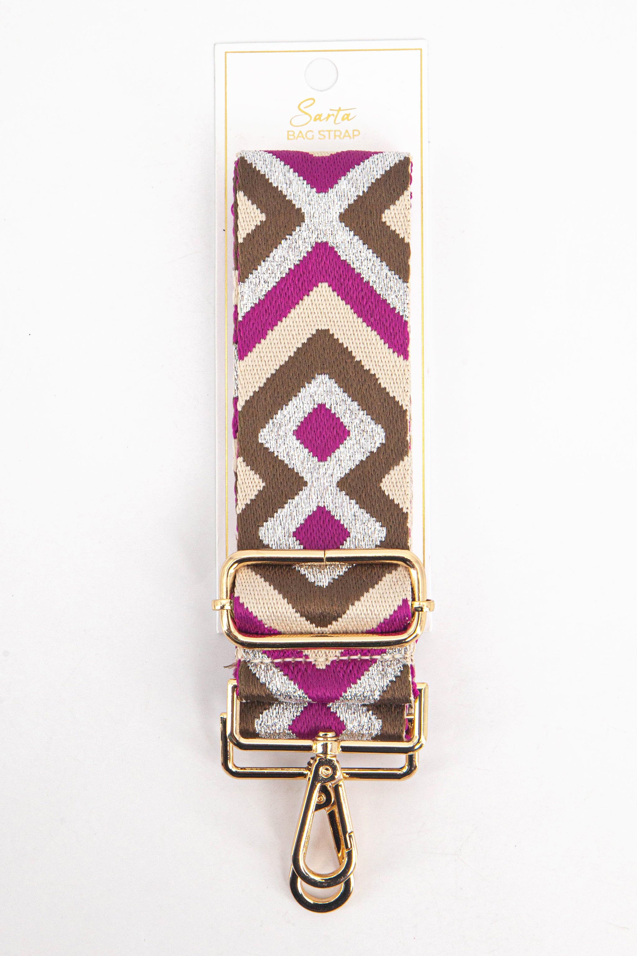 Taupe Metallic Aztec Woven Bag Strap, Image 4 of 4