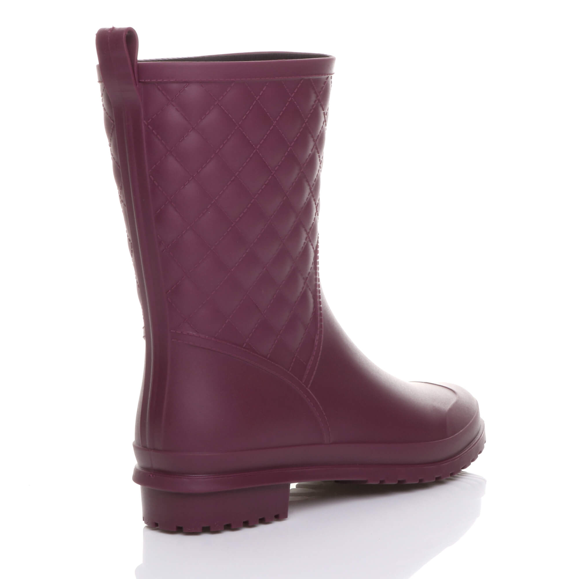 Burgundy AJVANI Burgundy Waterproof Wellingtons Quilted Ankle Boots Wellies, Image 4 of 6