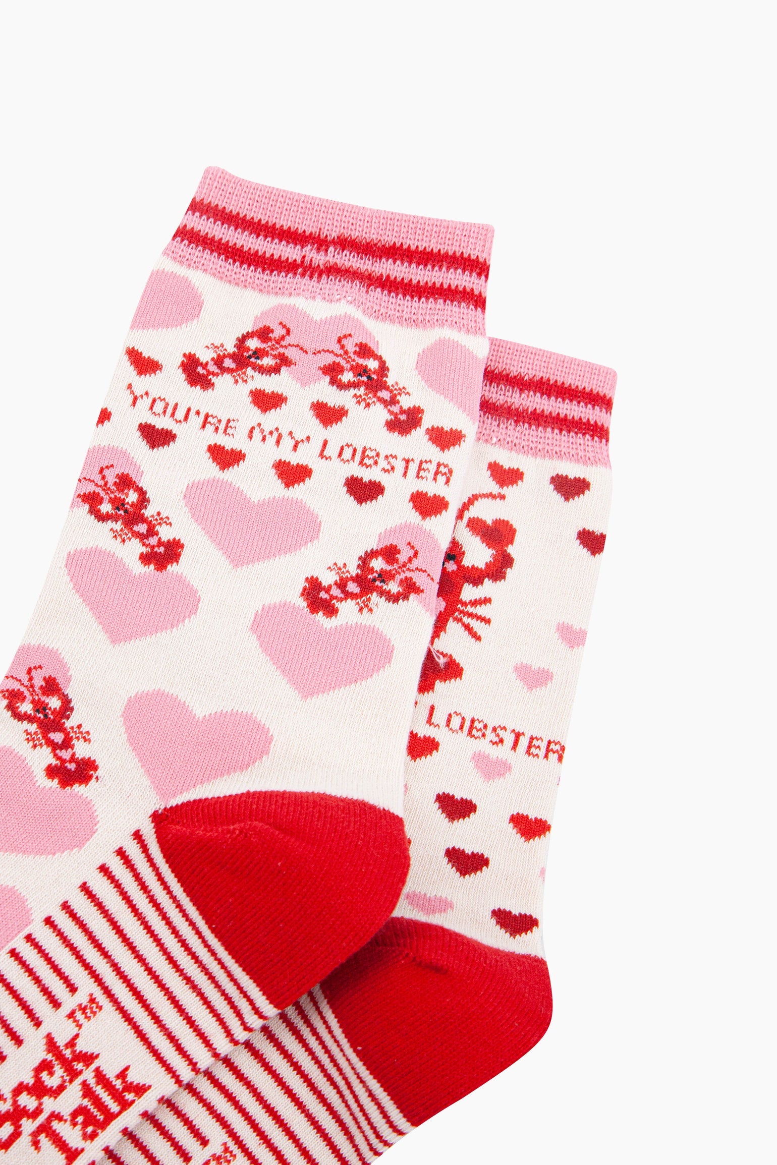Light Pink You're My Lobster Combed Cotton Odd Socks, Image 2 of 4