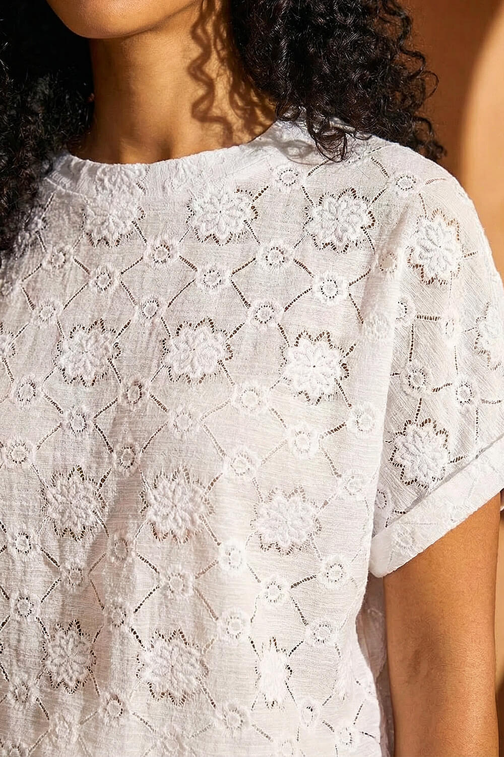 Ivory Textured Boxy Tee, Image 5 of 4