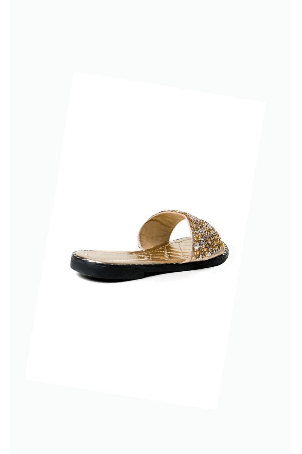 Gold iKrush Gold Sofie Embellished Slip On Sandals, Image 5 of 8