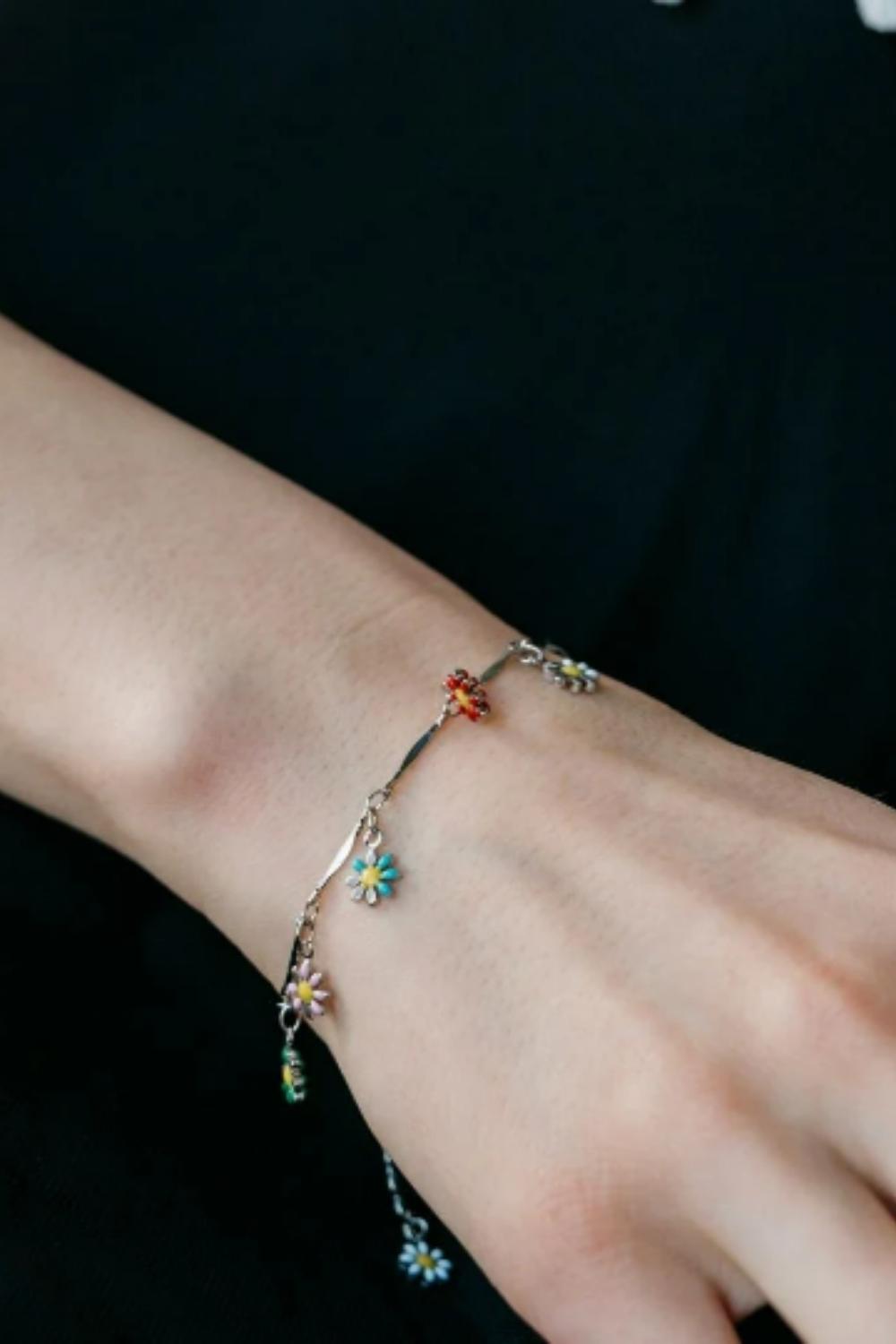 Silver Rainbow Sunflower Dangle Bracelet, Image 2 of 2