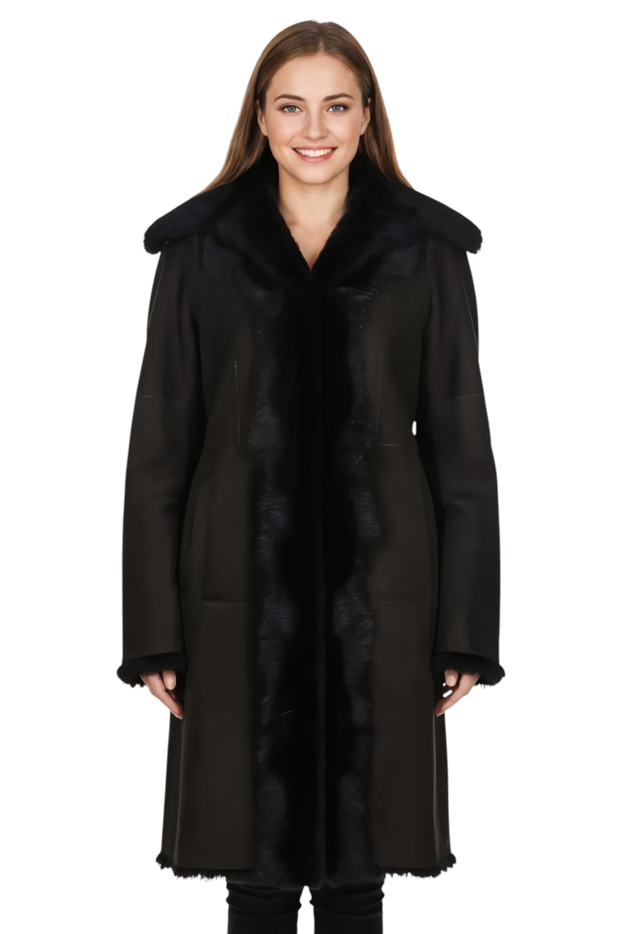 Dark Brown Toscana Sheep Suede Leather Trench Coat, Image 2 of 8