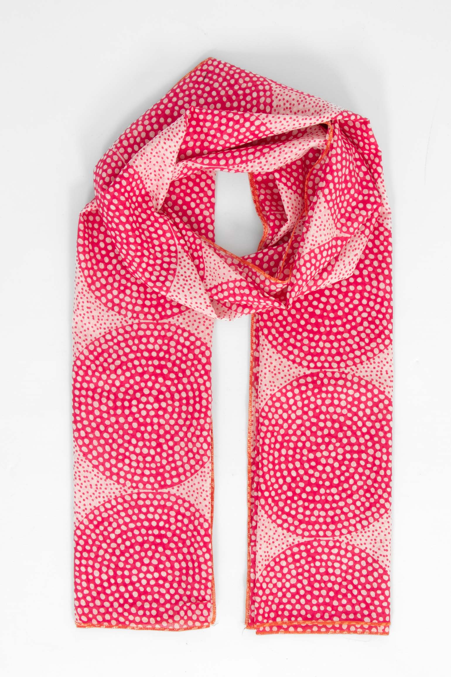 Pink Sarta Pink Circles Spotted Cotton Lightweight Scarf, Image 1 of 4