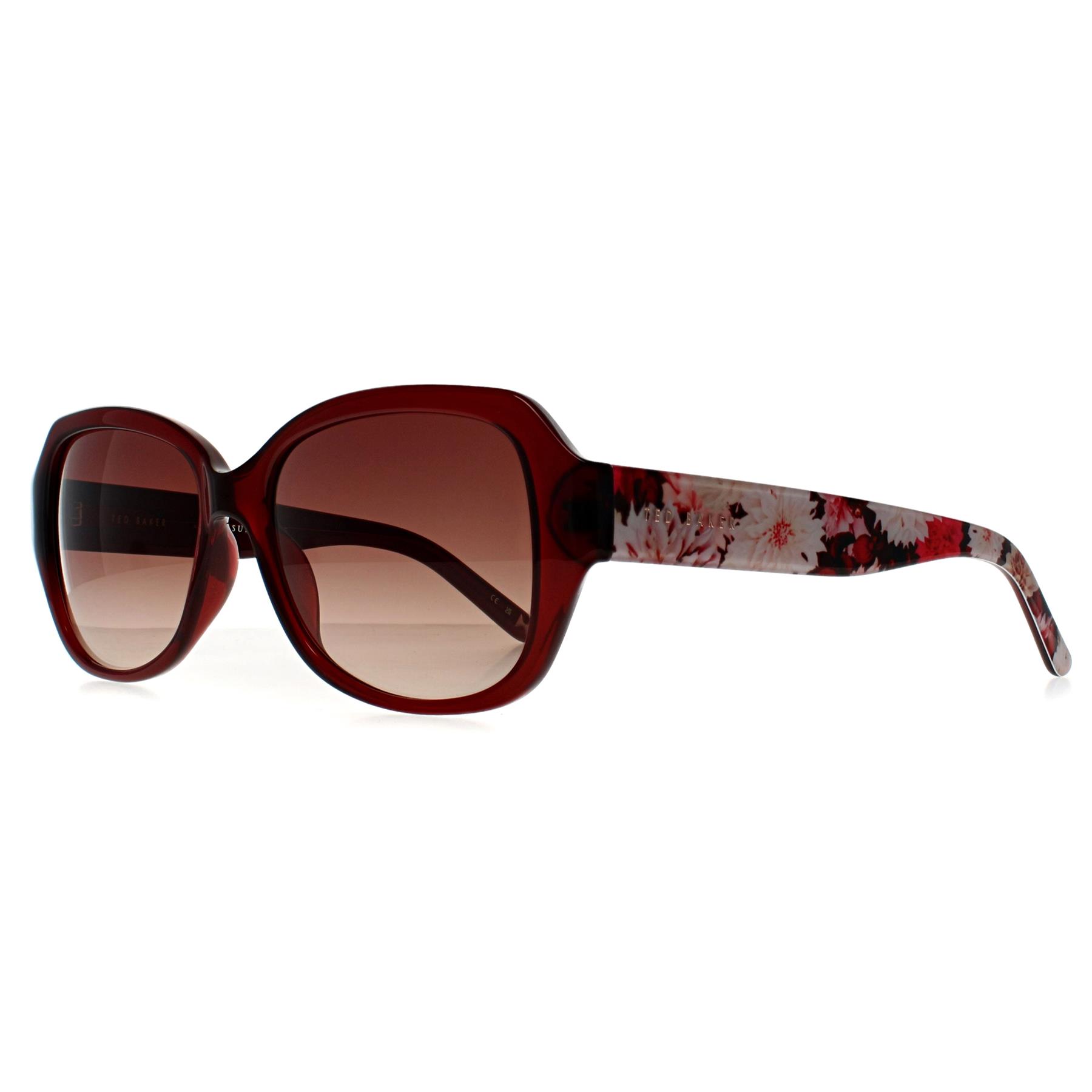 Red Ted Baker Red Square Burgundy Flowers Red Brown Gradient TB1606 Mae, Image 2 of 3