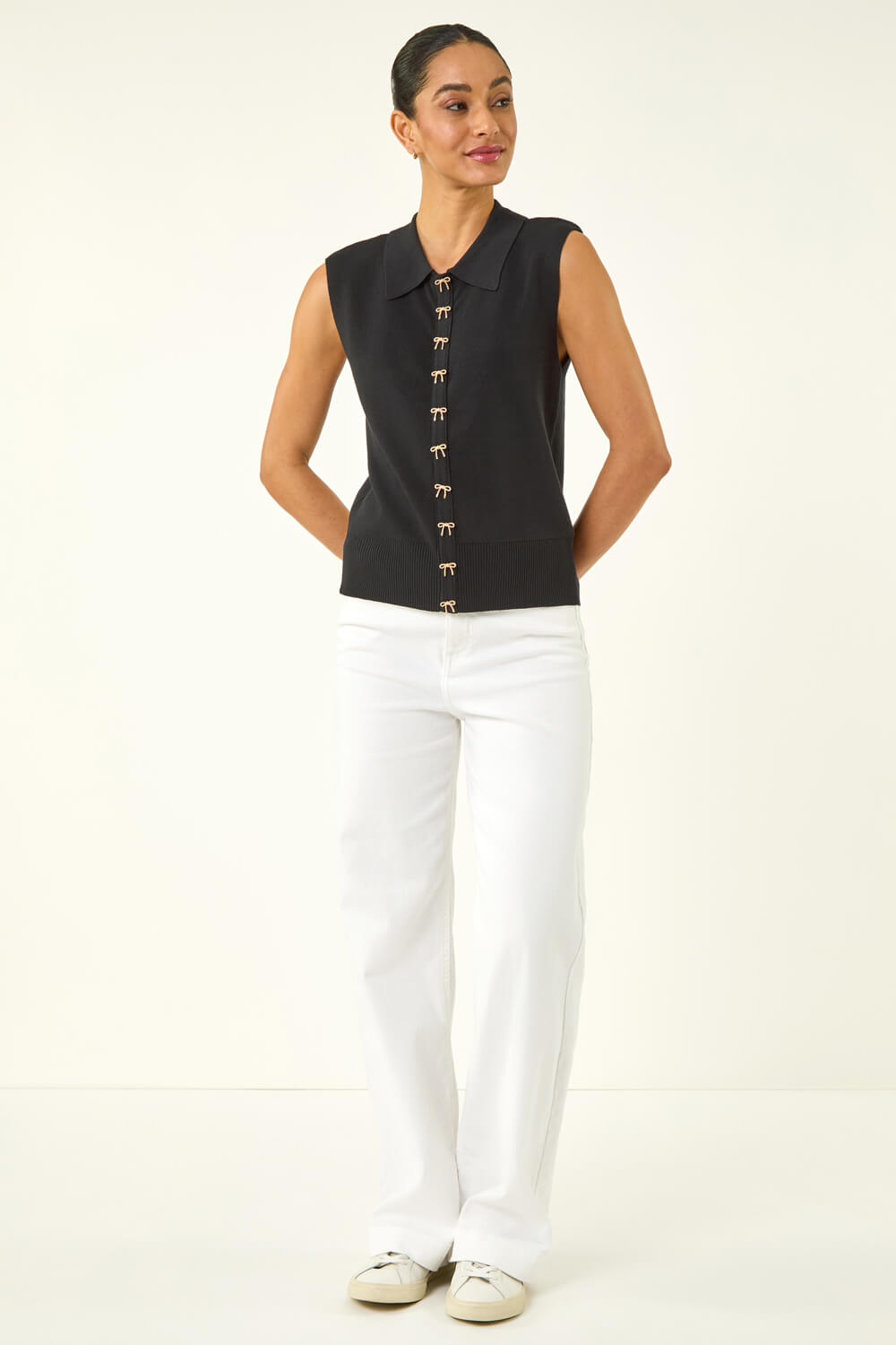 Black Dusk Bow Detail Knit Top, Image 3 of 5