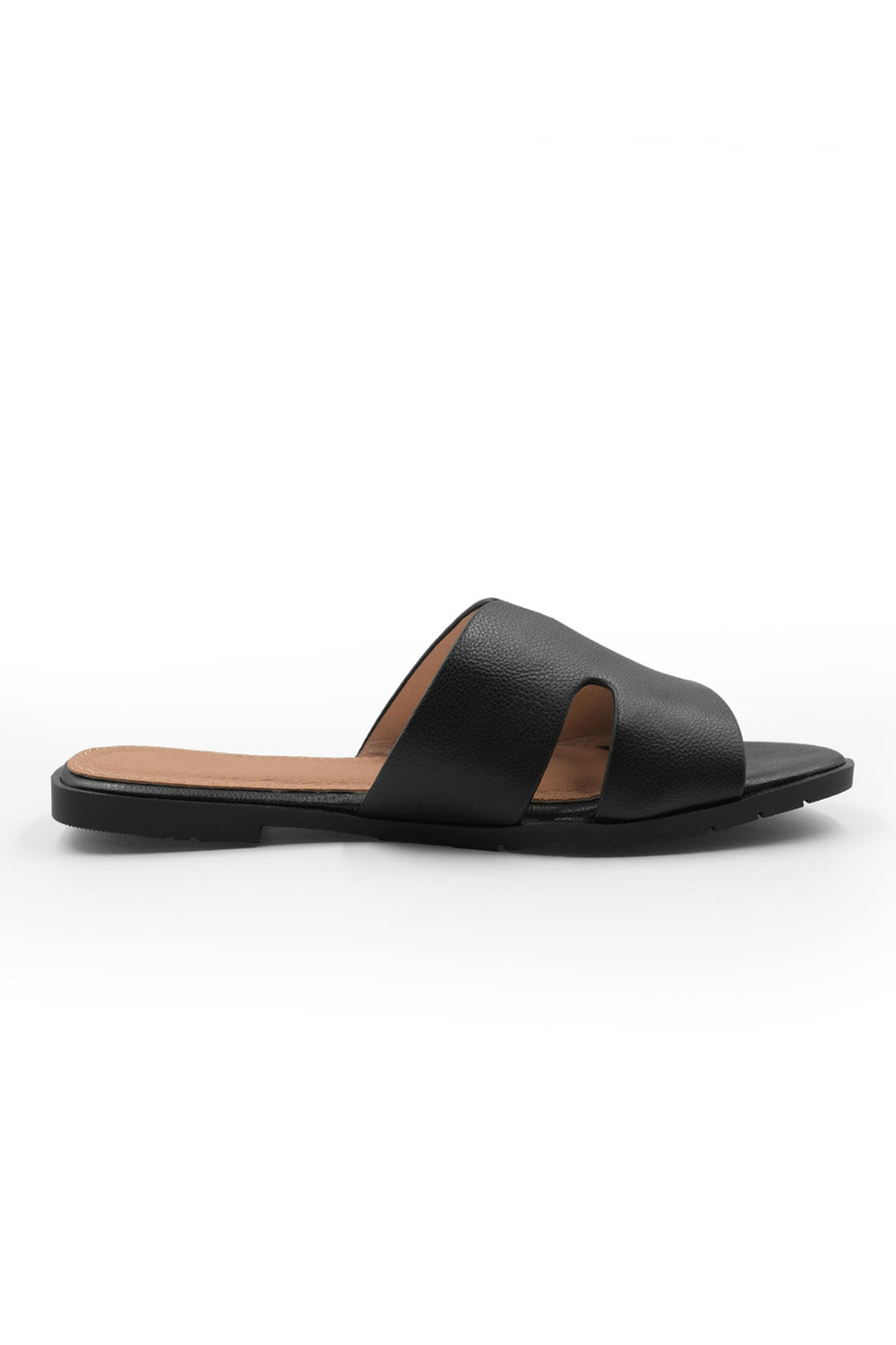 Black Where's That From Black 'Mae' Pu Strap Sandals, Image 4 of 4