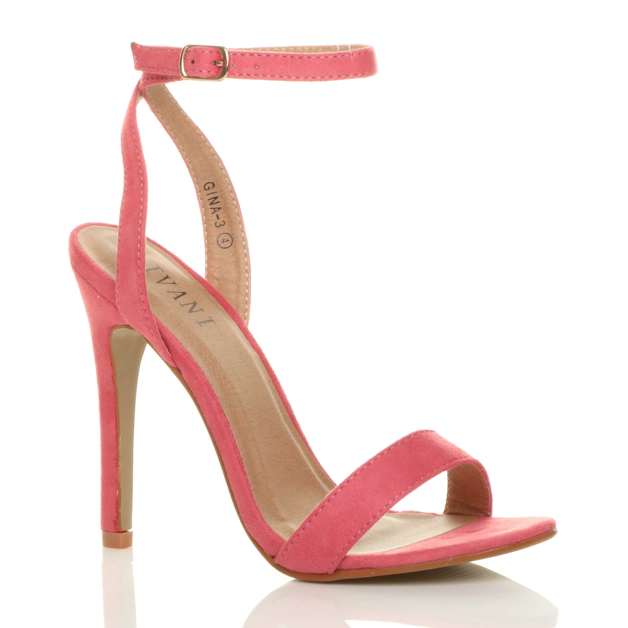 Purple High Heel Ankle Strap Barely There Sandals
