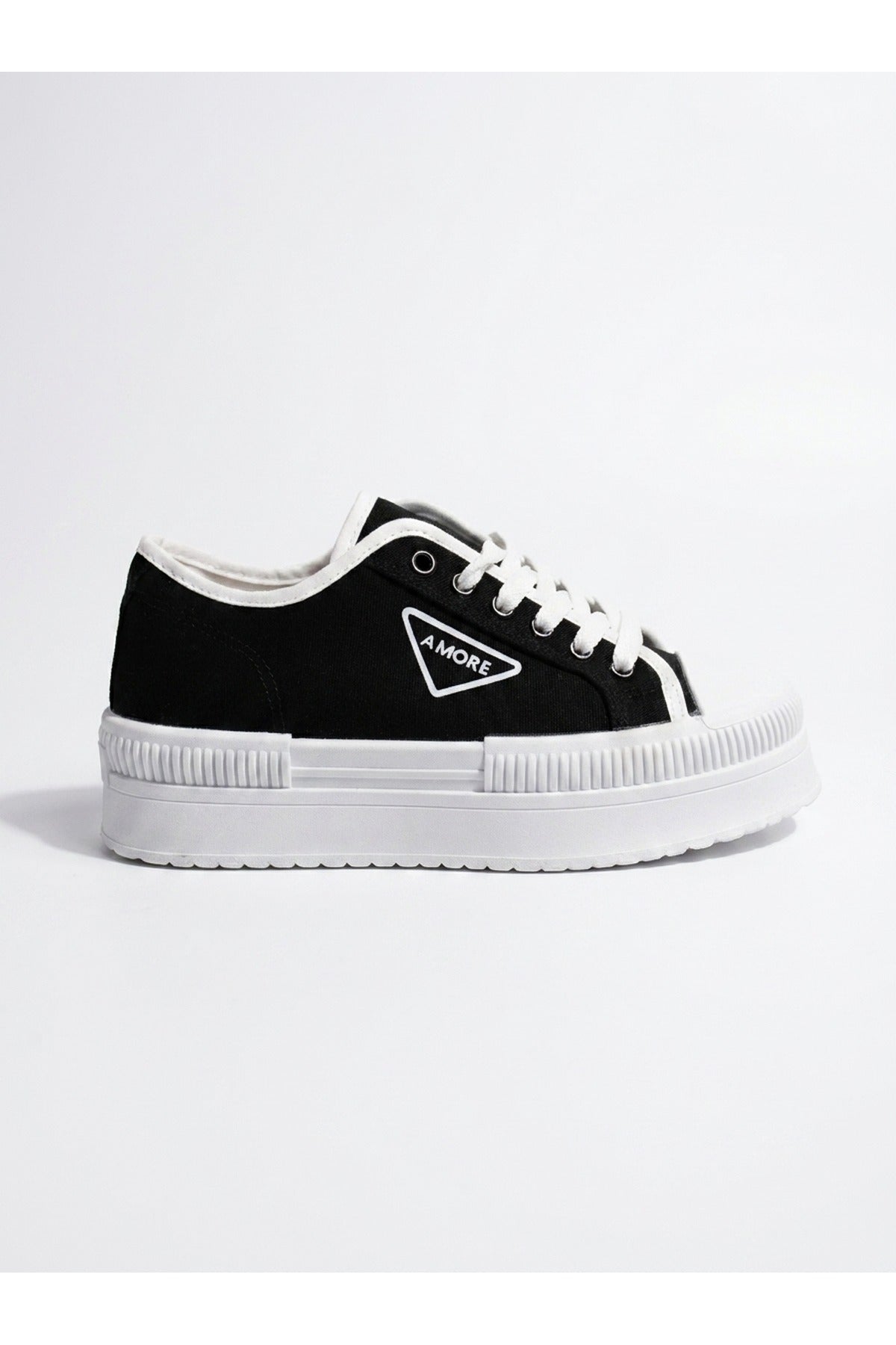 Black iKrush Black Constance Canvas Platform Lace Up Trainers, Image 1 of 5