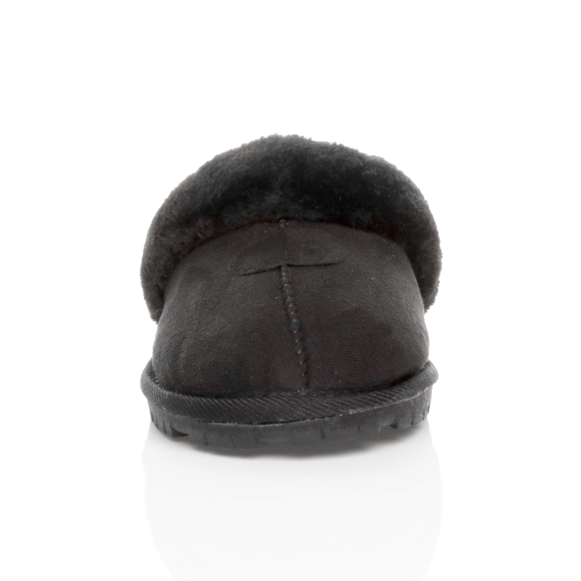 Black AJVANI Black Faux Fur Lined Slip On Memory Foam Mules Slippers, Image 5 of 5