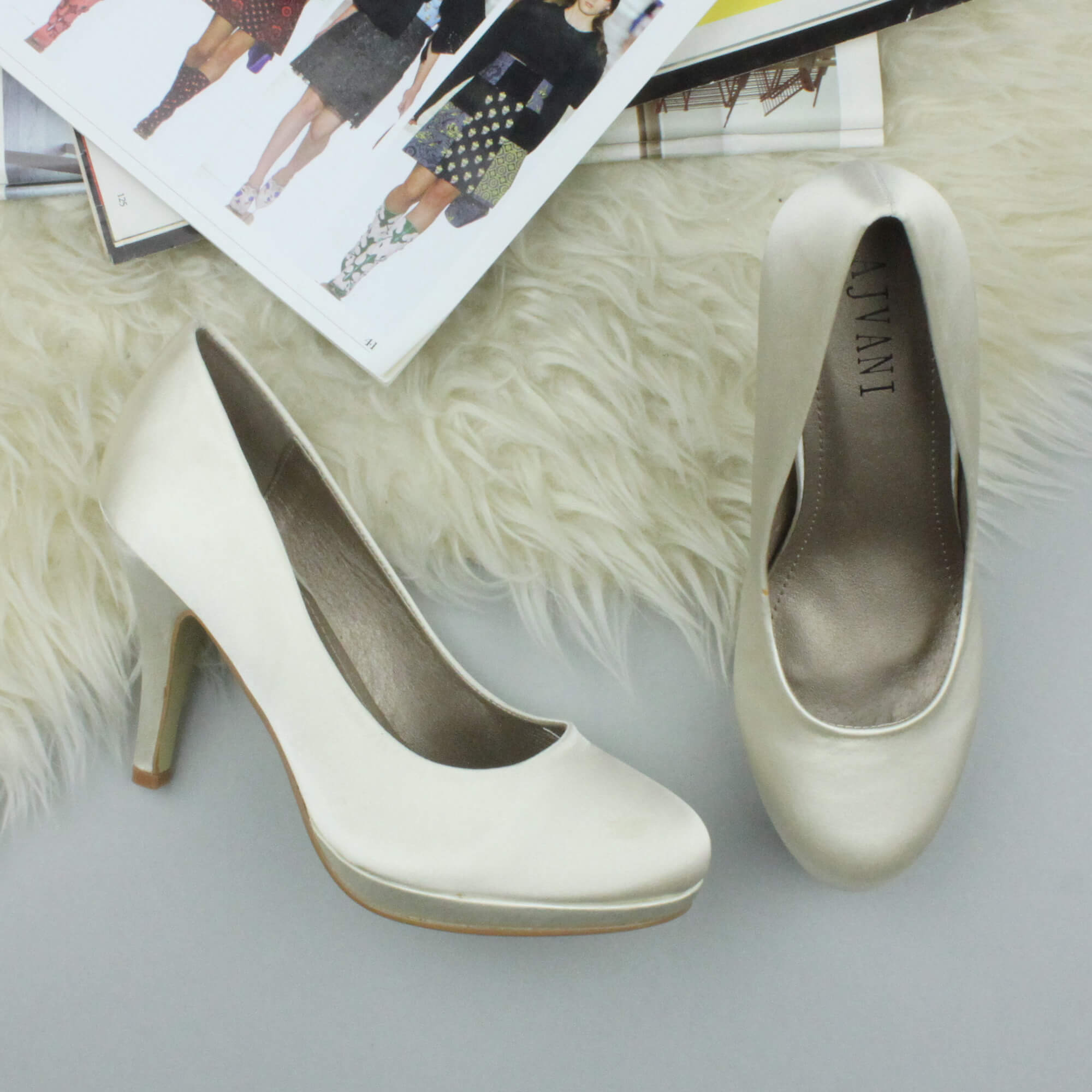 Ivory AJVANI Ivory High Heel Wedding Bridal Court Shoes, Image 4 of 6