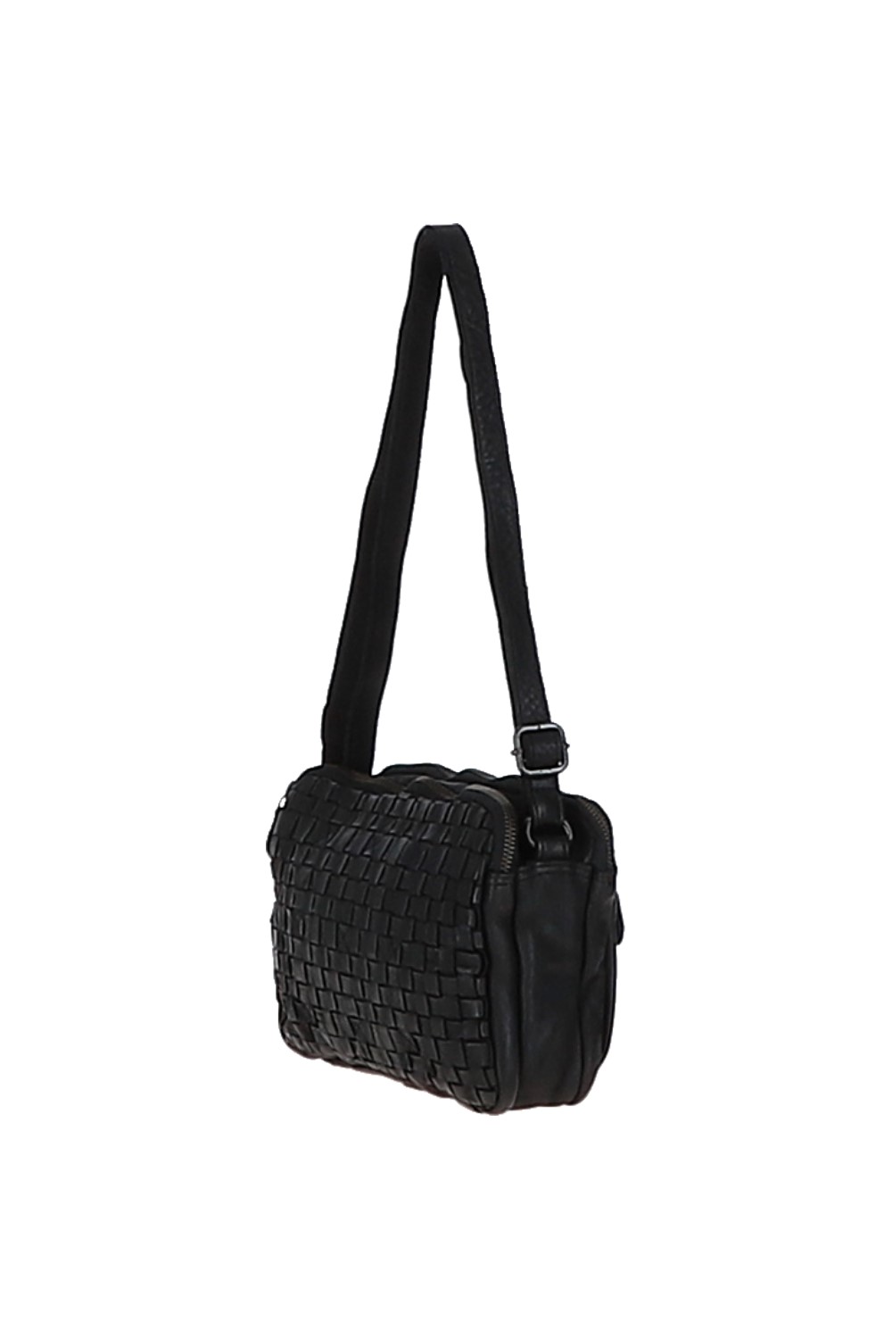 Black 'Perfezione' Three Section Vintage Woven Leather Shoulder Bag, Image 2 of 3