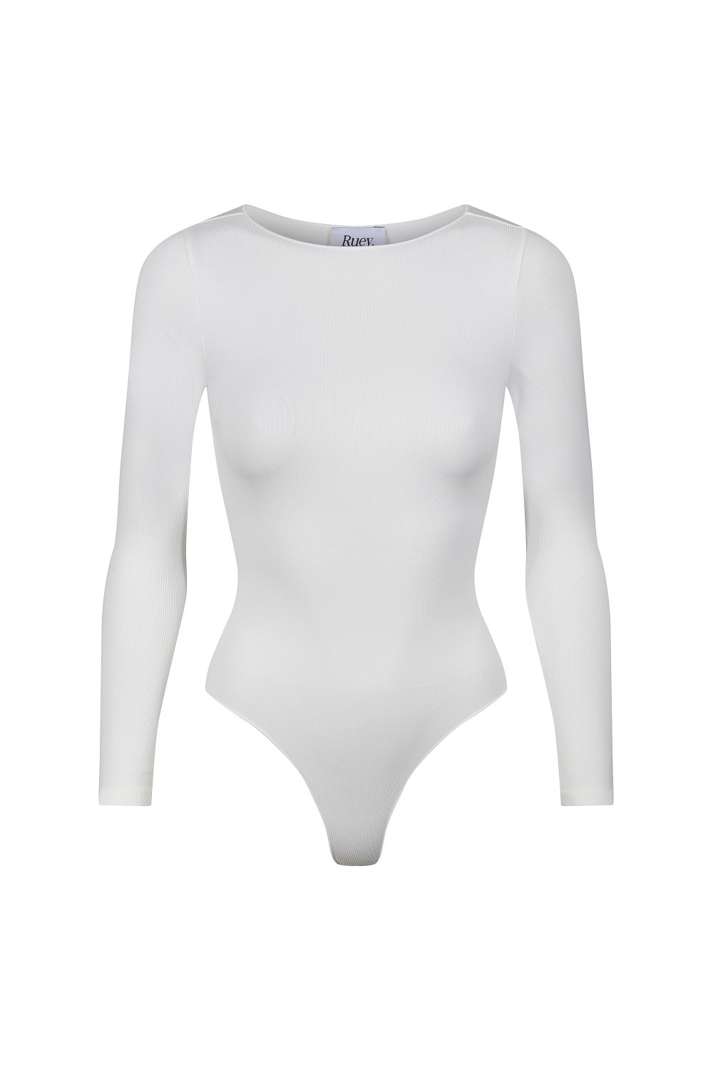 White Long Sleeve Sculpting Bodysuit Fit, Image 1 of 5