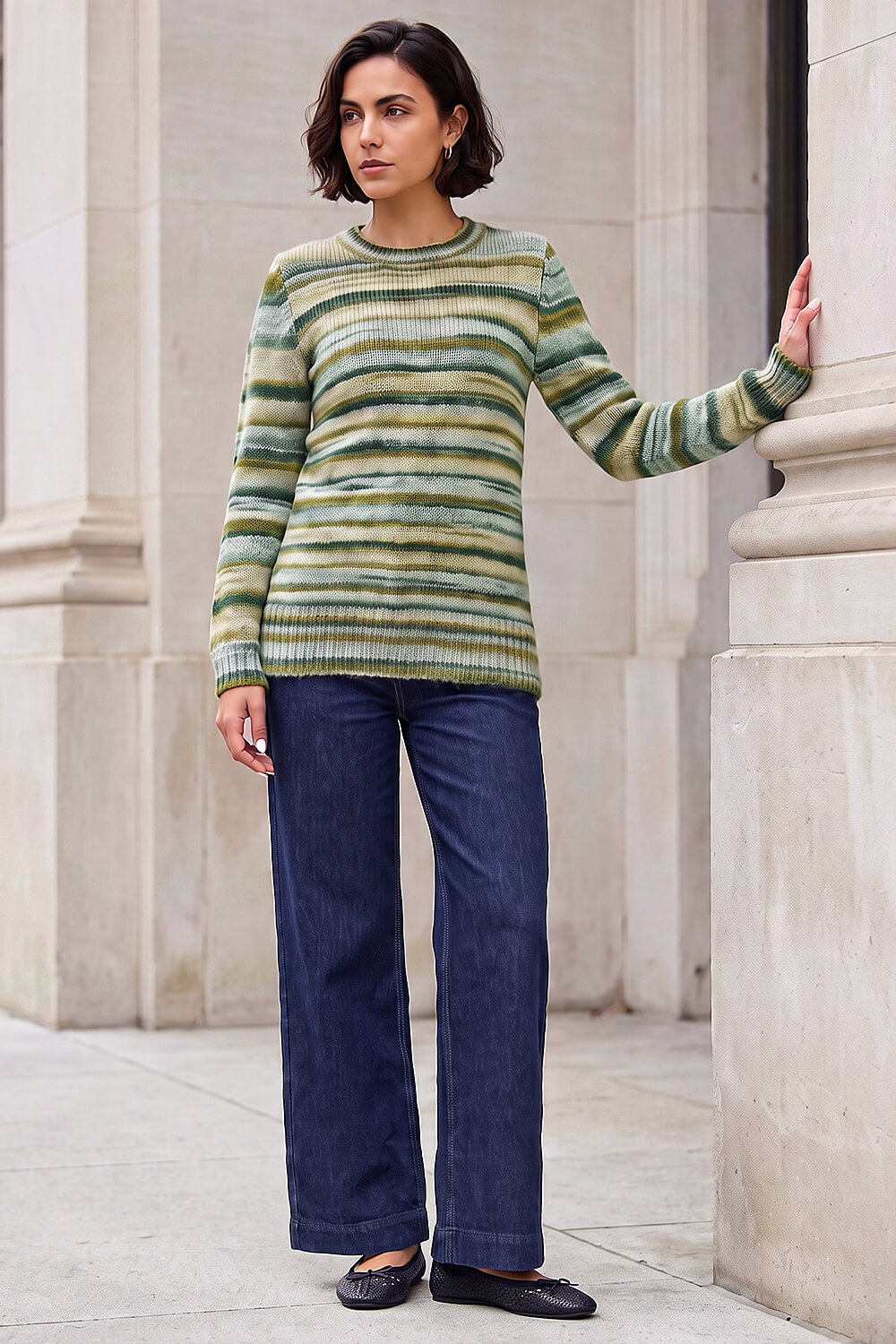 Green Spacedye Crew Sweater, Image 4 of 4