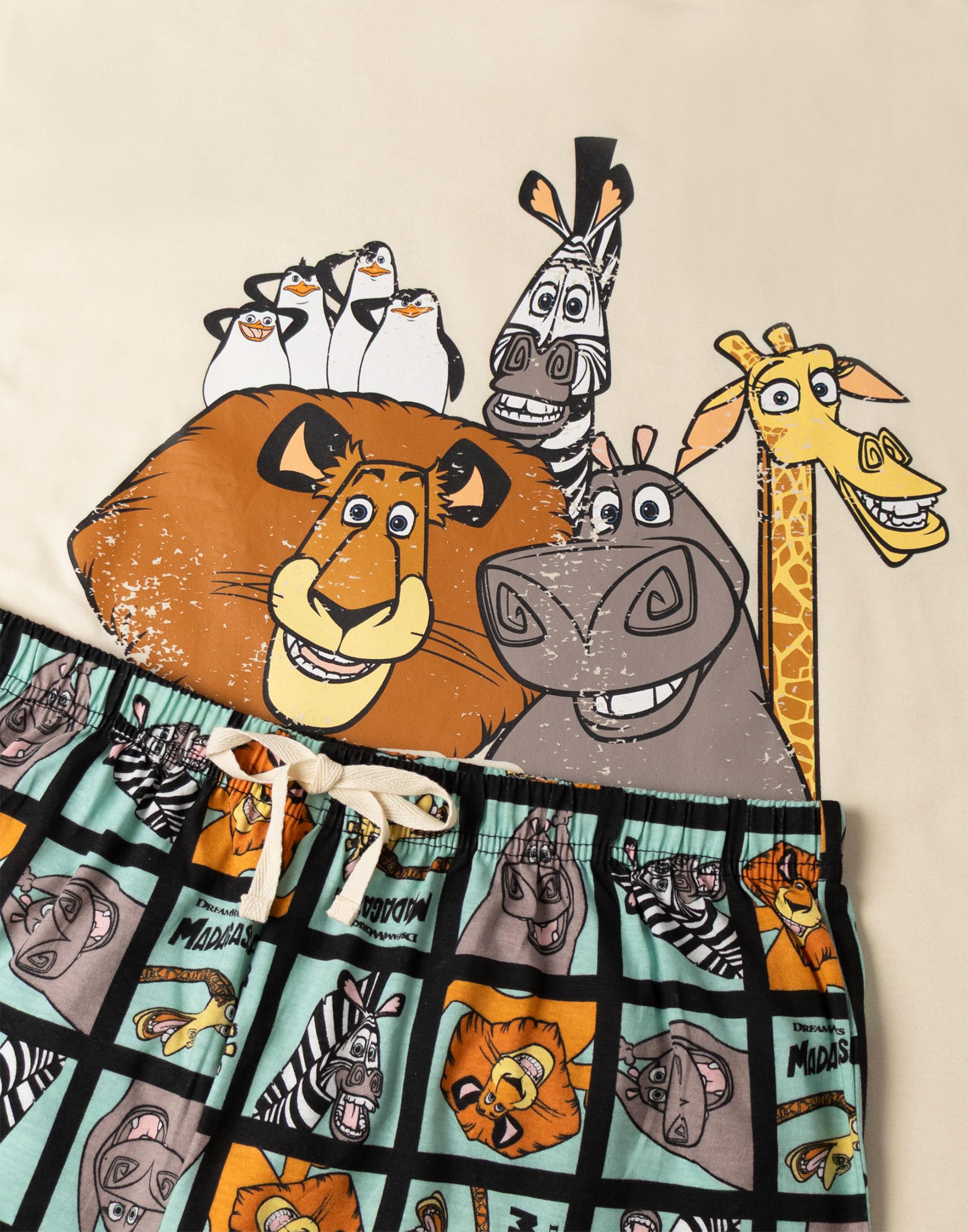 Beige Madagascar Character Small Pyjama Set, Image 4 of 6