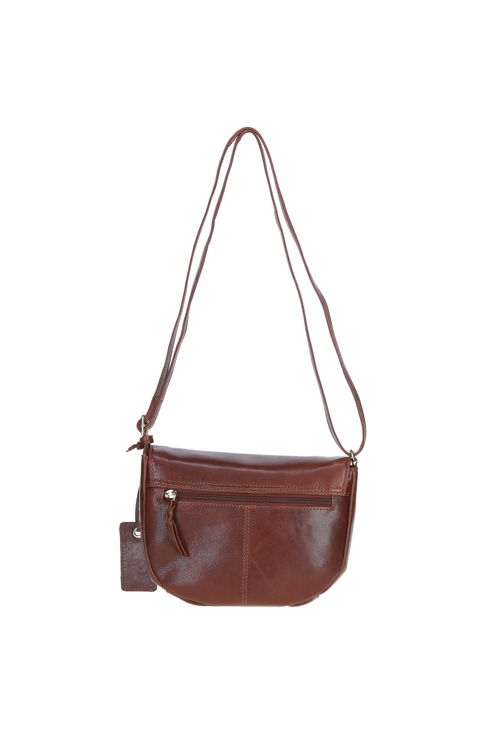Brown 'Violet' Real Leather Flap-Over Crossbody Bag, Image 4 of 4