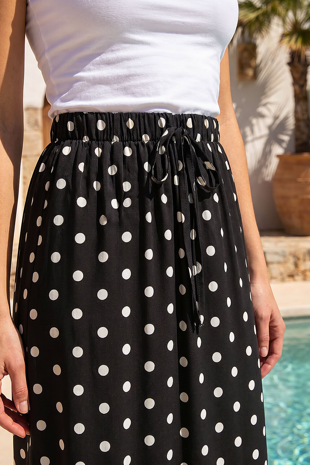 Black Dusk Polka Dot Tie Maxi Skirt, Image 5 of 4