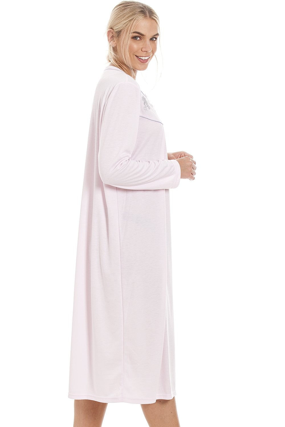 Light Pink Camille Lingerie Light Pink Long Sleeve Cuddle Knit Nightdress, Image 4 of 5