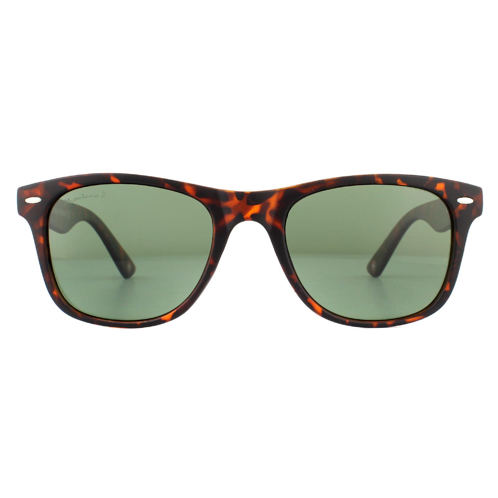 Brown Montana Brown Rectangle Matte Turtle Brown Rubbertouch G15 Green Polarized Sunglasses, Image 1 of 4