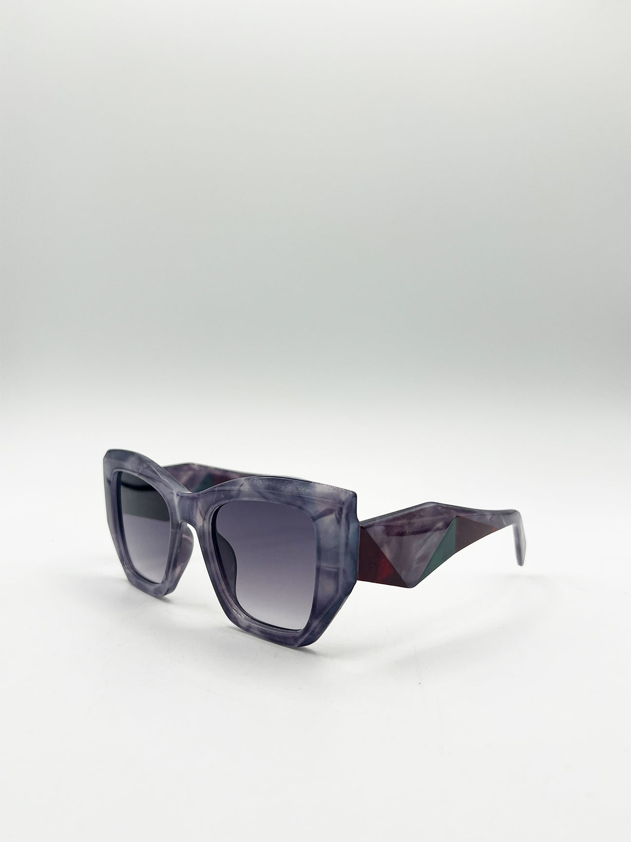 Purple Square Cat-Eye Sunglasses in Purple Multi, Image 2 of 6