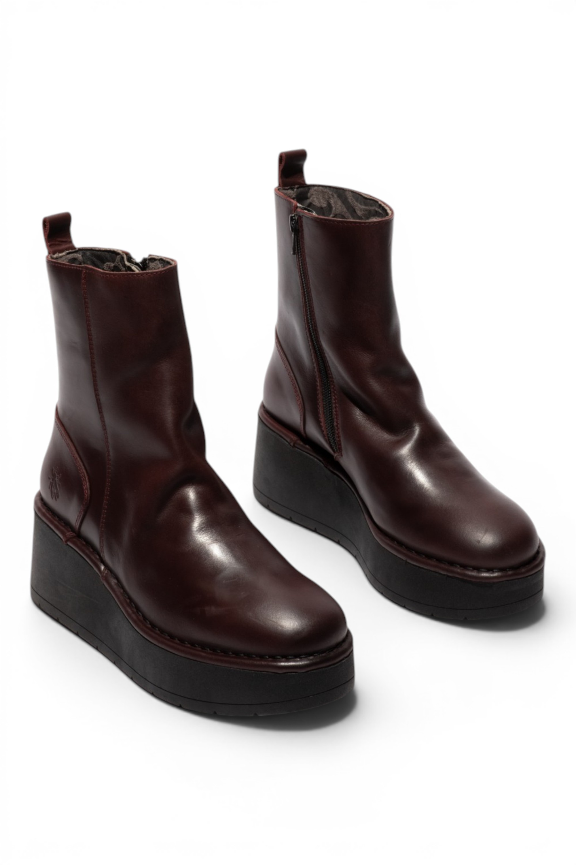 Wine Womens Leather Ankle Boots-HEIJ271, Image 2 of 5