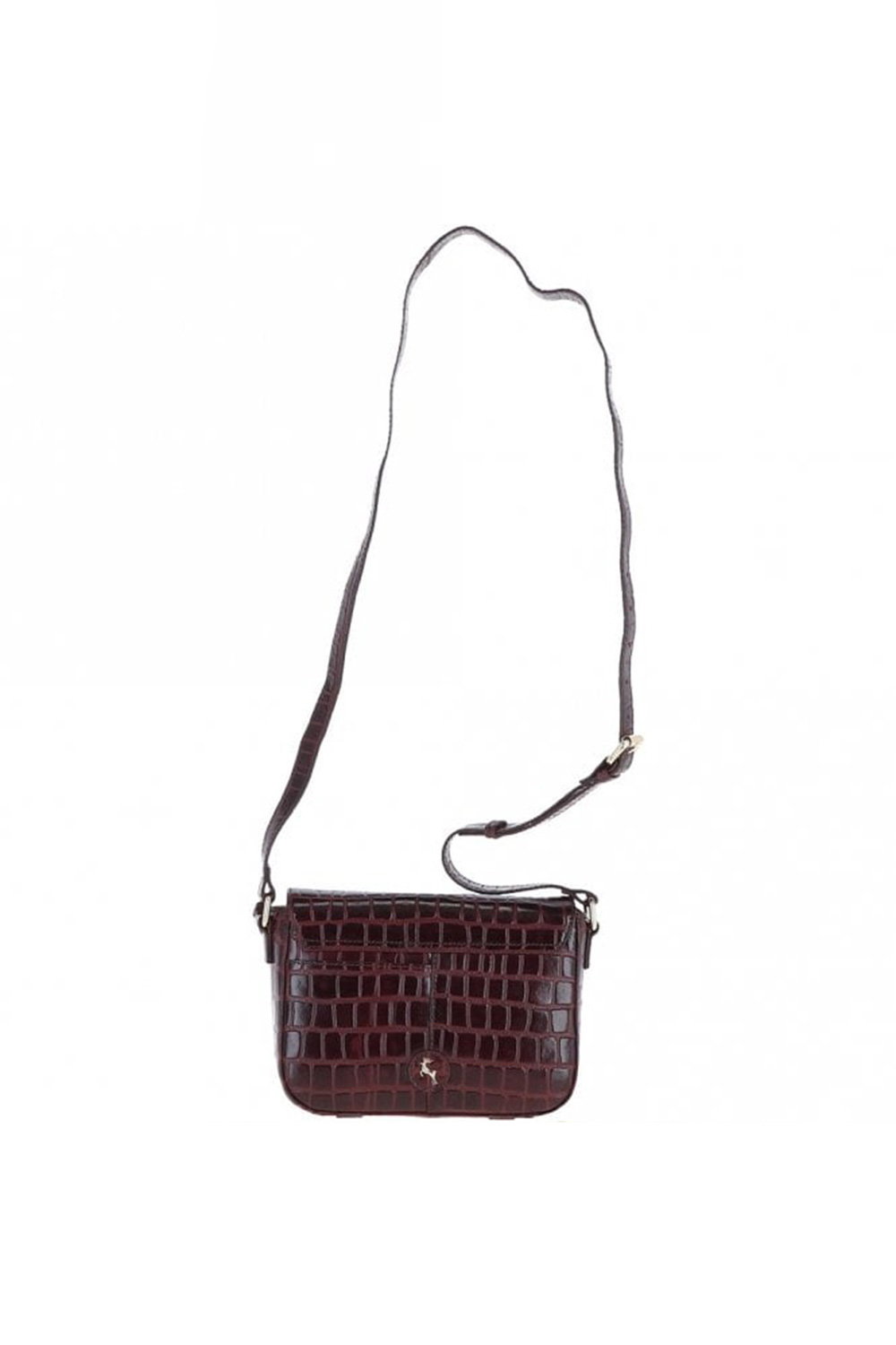 Burgundy 'Elegance' Croc Embossed Leather Cross Body Bag, Image 4 of 5