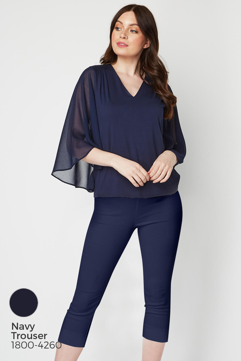 Navy Chiffon Sleeve Top, Image 9 of 8