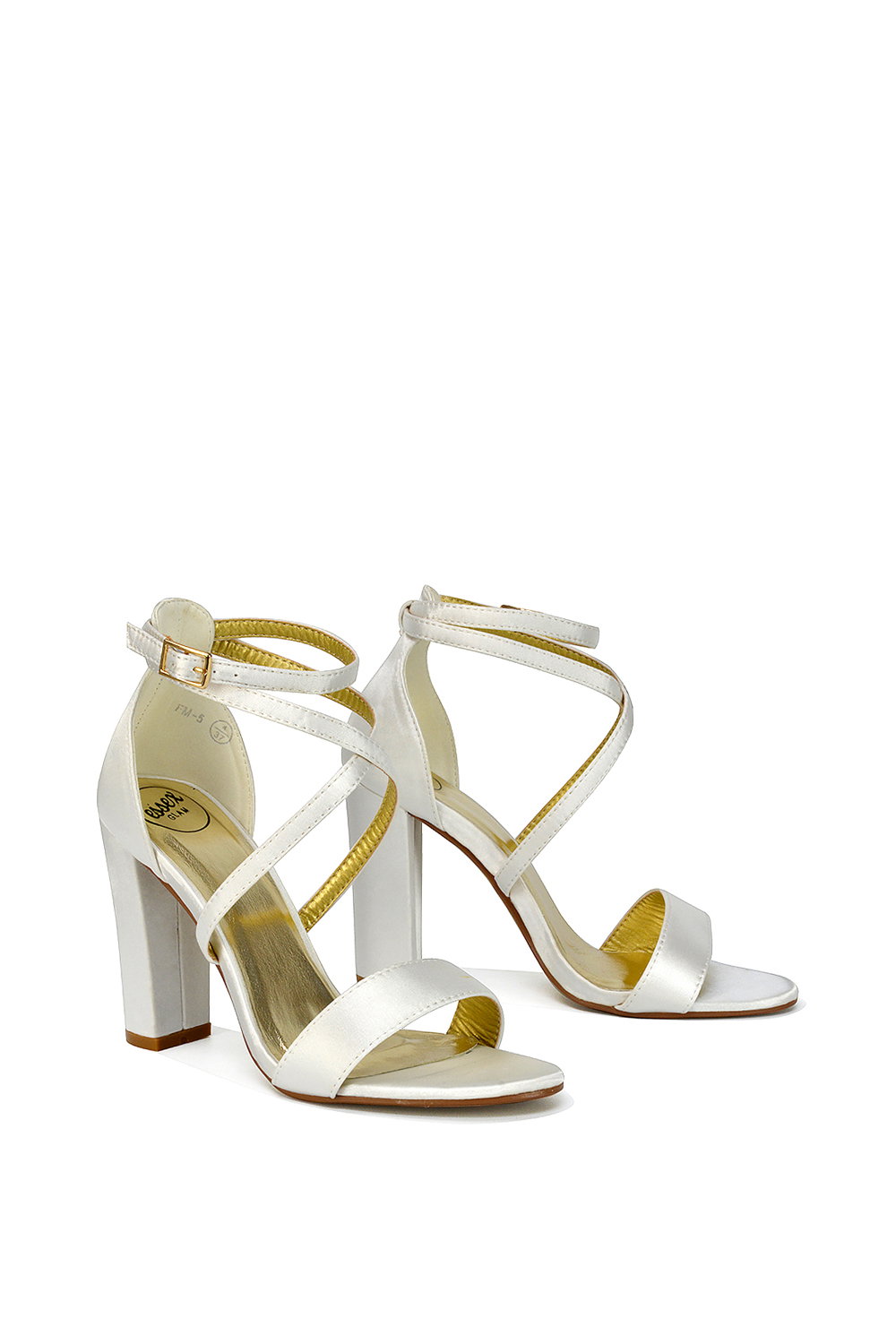 Ivory XY LONDON Ivory 'Briella' Strappy Sandals With High Block Heels, Image 5 of 5