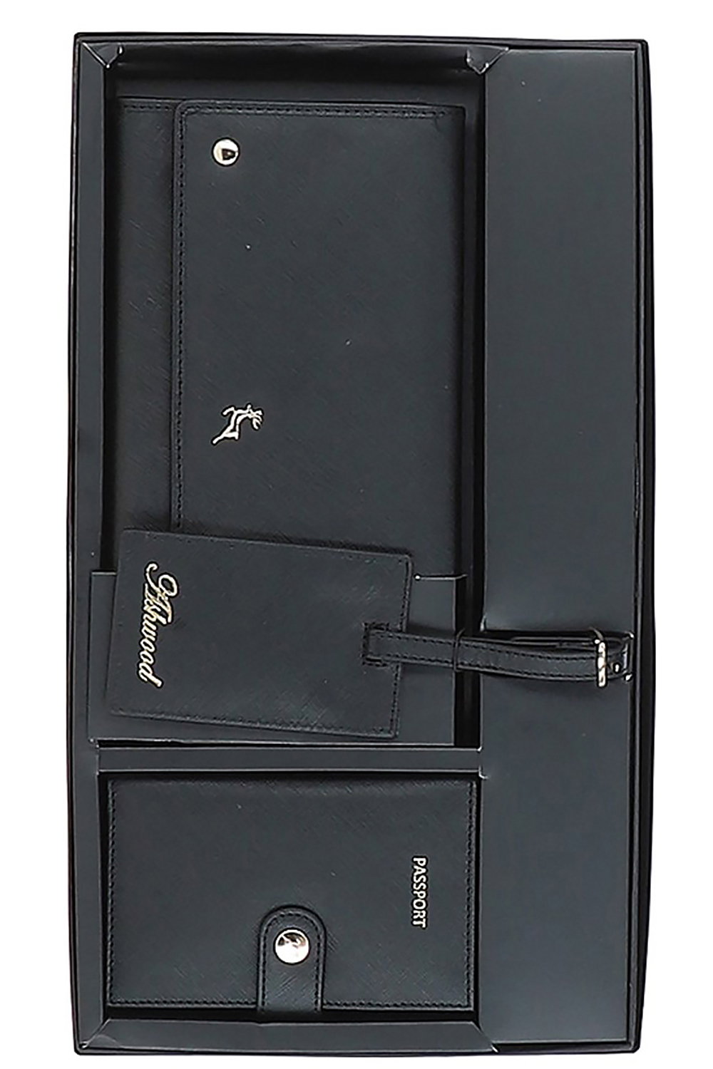 Black 'Wise Tour' Real Leather Gift Travel Set, Image 2 of 5