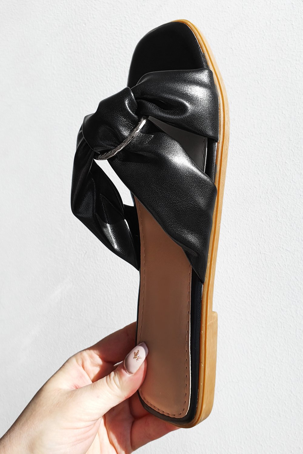 Black PU Cross-Over Strap Sliders, Image 5 of 4