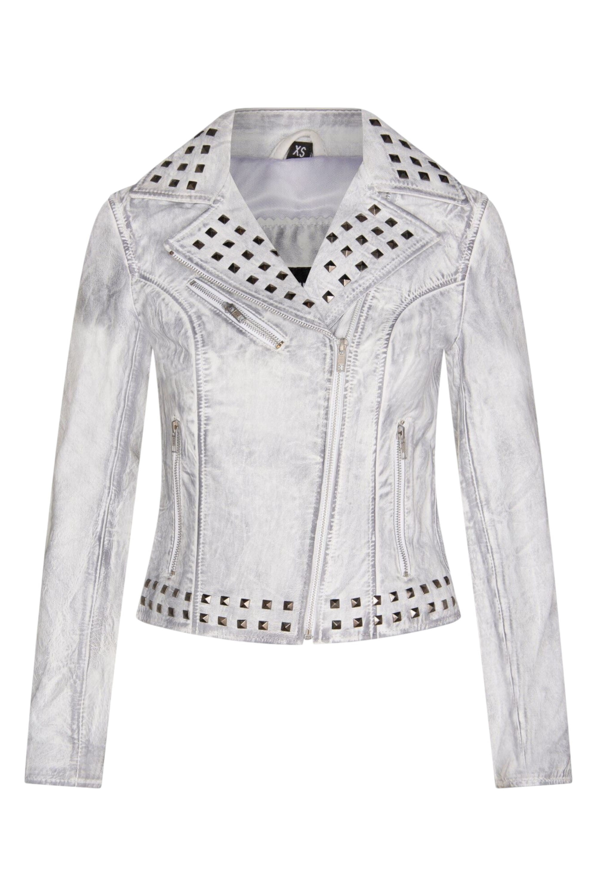 Black Gothic Biker Stud Leather Jacket -Bilbao