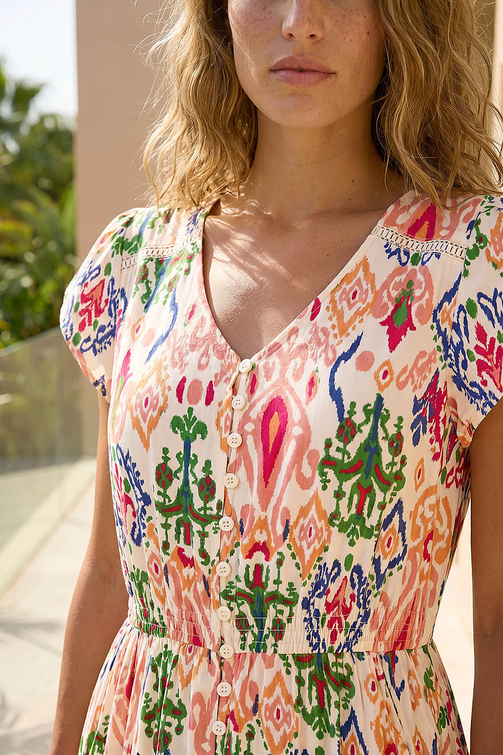 ORANGE Abstract Button Down Maxi Dress, Image 5 of 4