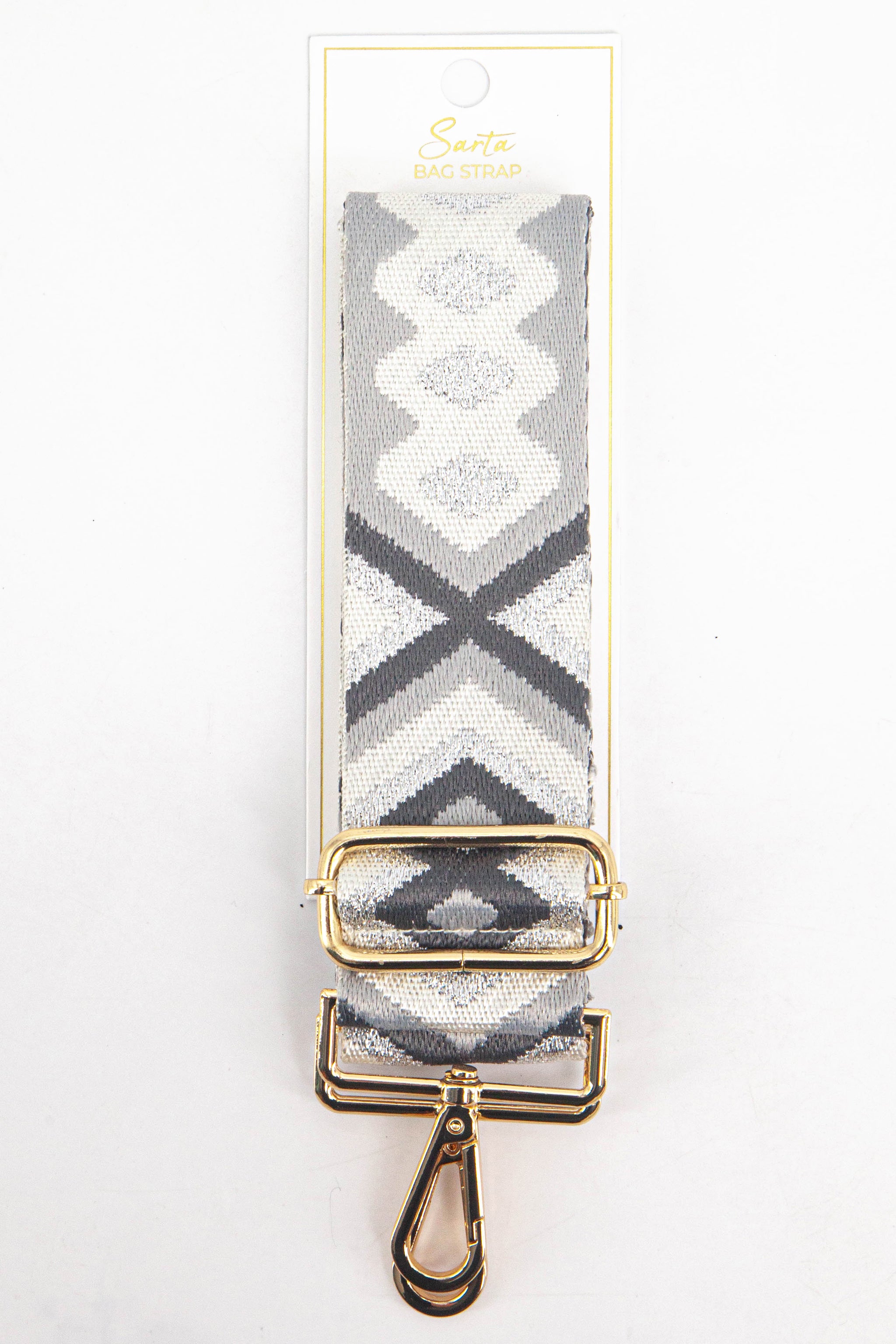 Grey Metallic Aztec Woven Bag Strap, Image 4 of 4