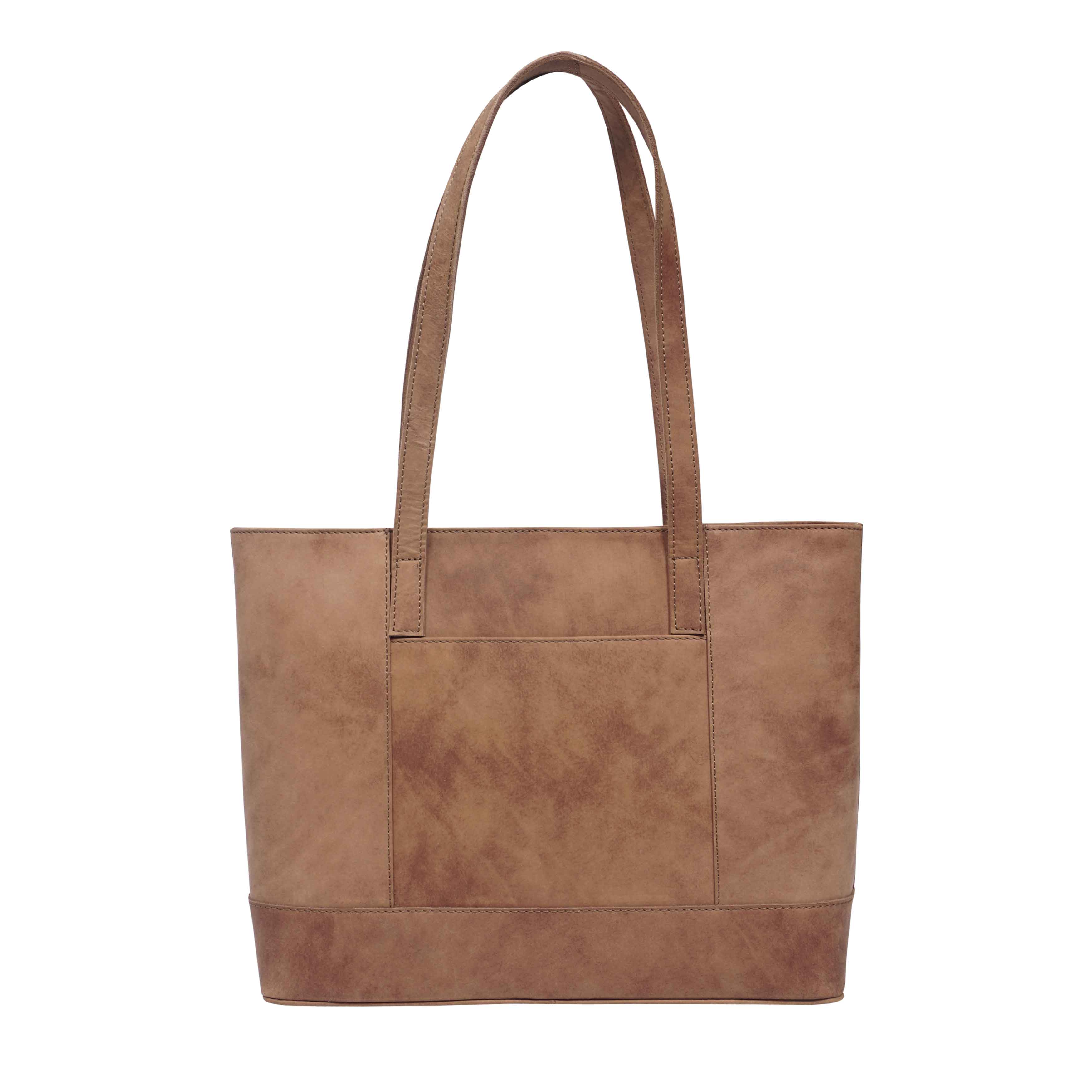 Tan 'MILLIE' Real Leather Designer Tote Work Bag, Image 3 of 6