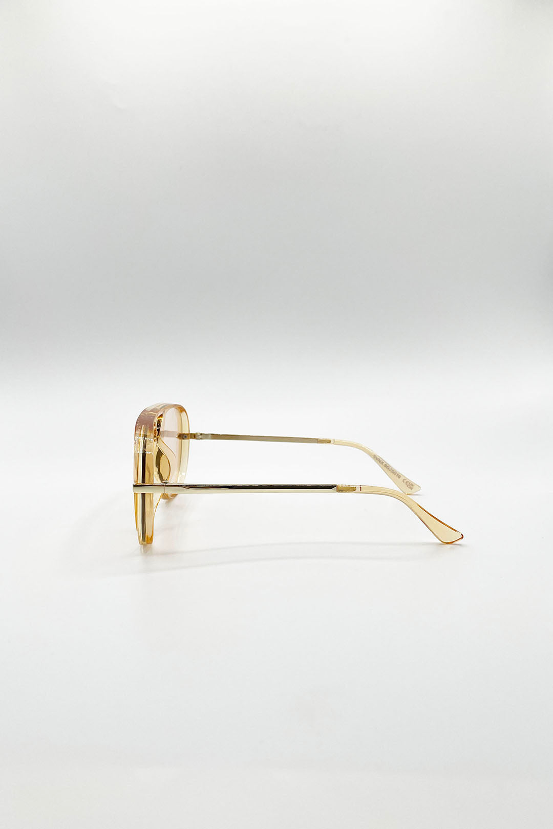 Beige SVNX Beige Bold Aviator Metal Arm Sunglasses In Champagne In Champagne, Image 3 of 5