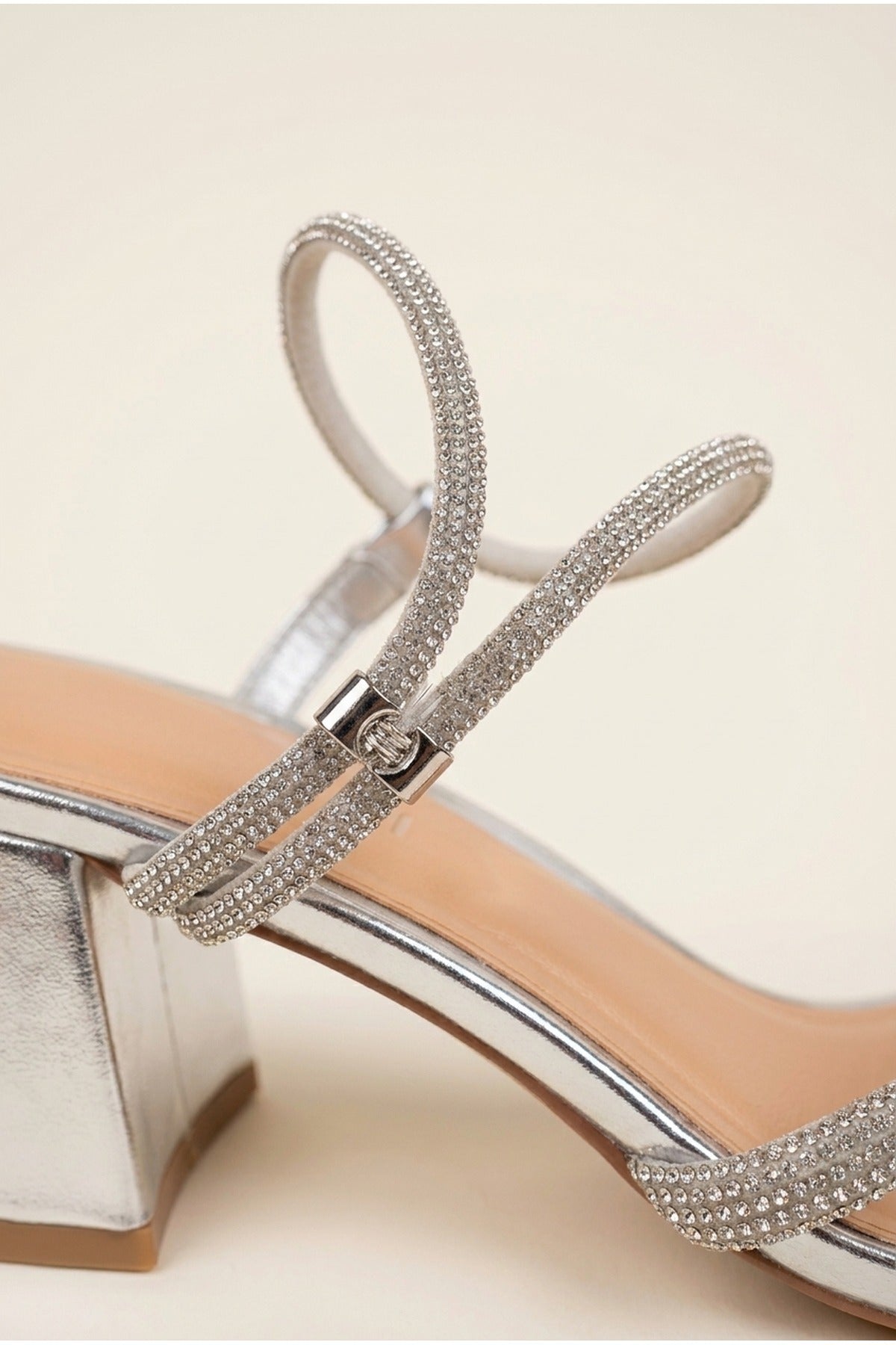 Silver iKrush Silver Constance Metallic Block Heel Sandals, Image 2 of 4