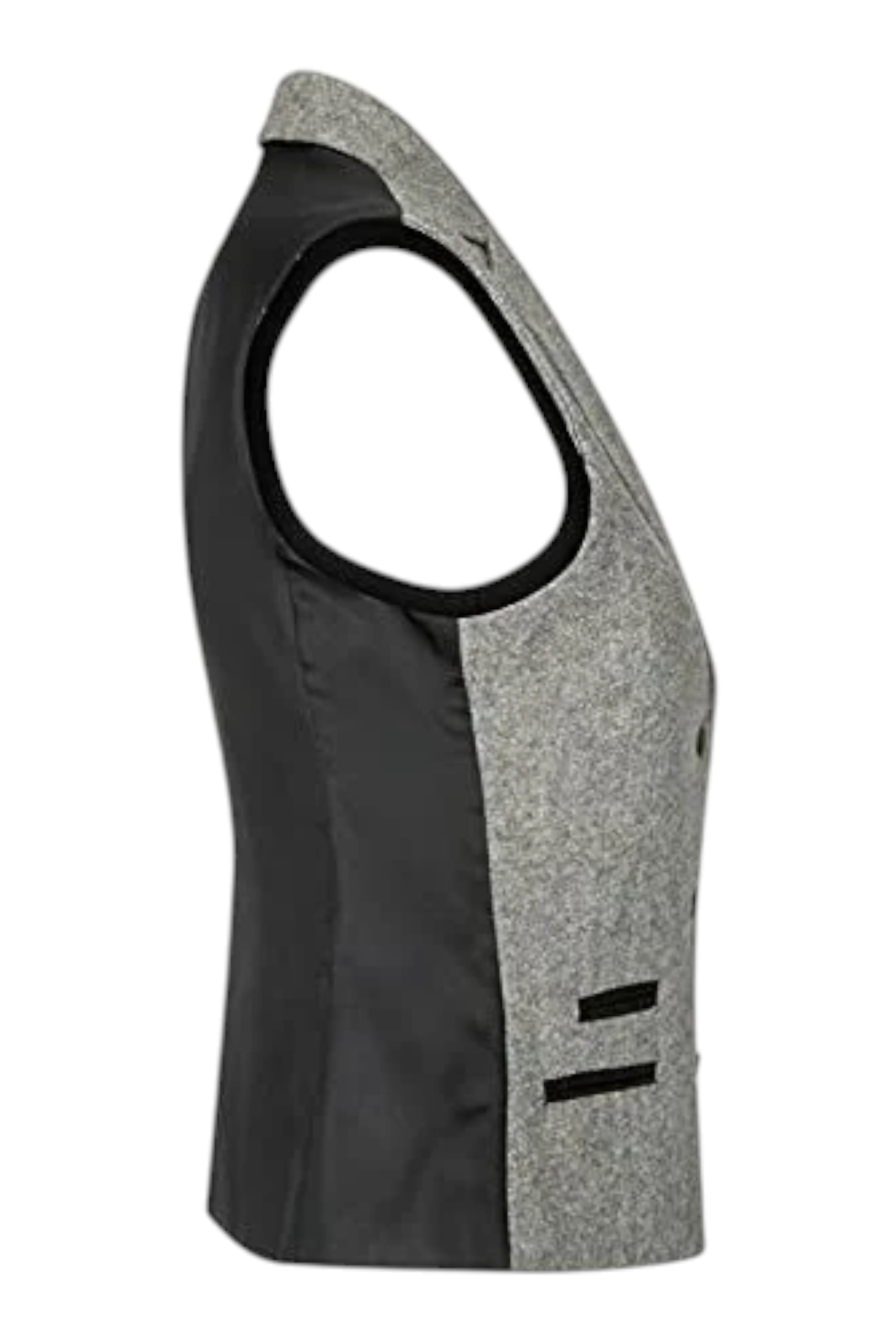 Light Grey Infinity Leather Light Grey Tweed 1920s Herringbone Light Grey Waistcoat, Image 4 of 5
