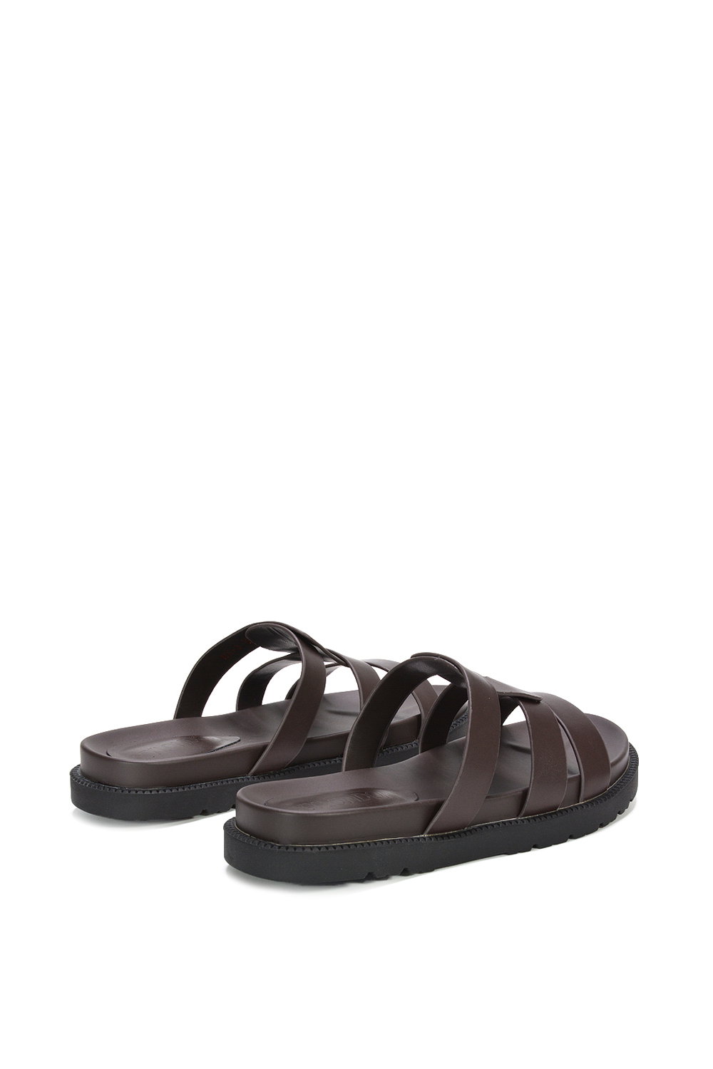 Brown XY LONDON Brown 'Aurelia' Flat Slider Sandals With Comfortable Footbed, Image 4 of 6