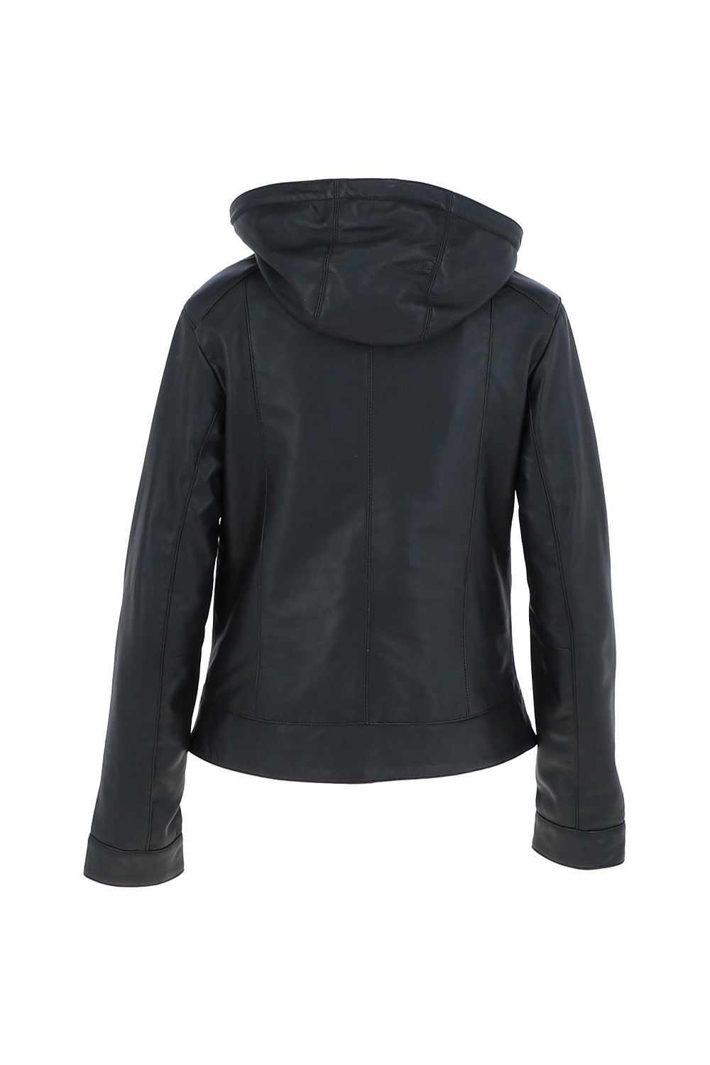 Black 'Malmo' Two-In-One Detachable Hood Leather Jacket, Image 5 of 6