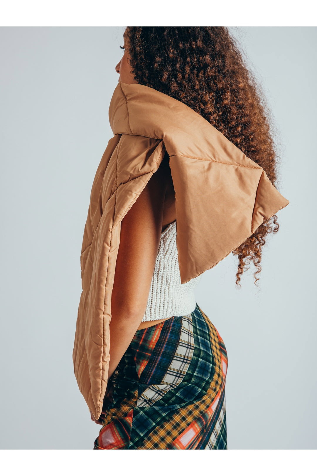 Beige Puffer Scarf, Image 4 of 7