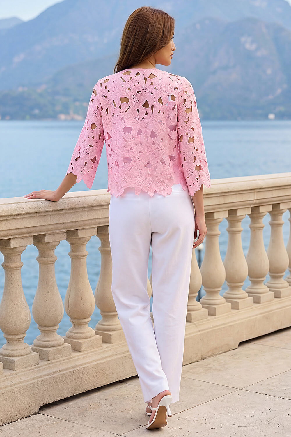 Light Pink Crochet Lace Jacket, Image 4 of 4